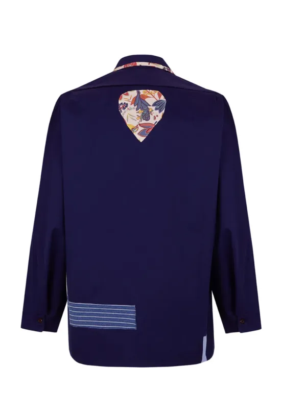 camisa worker unisex azul mahon de algodón de la colección BERGARA de Amarenak. Hecho en Euskadi. España. 2