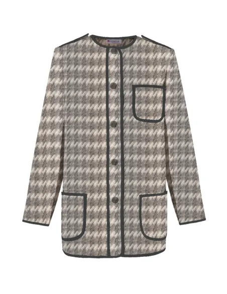 Chaqueta kaiku traje vasco mujer pata de gallo de lana de la colección UGARTEBURU de Amarenak. Hecho en Euskadi. España.