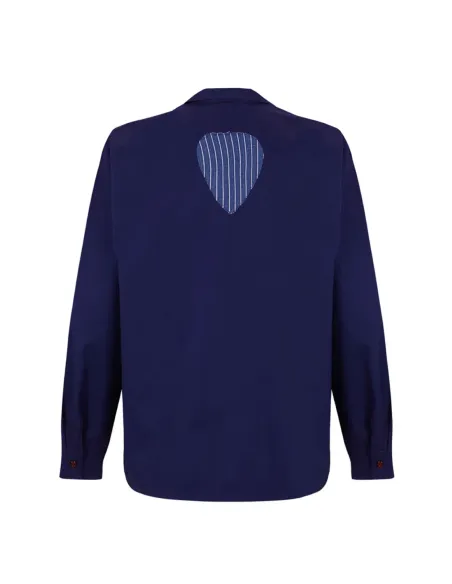 camisa worker unisex azul mahon de algodón de la colección BERGARA de Amarenak.  Hecho en Euskadi. España.