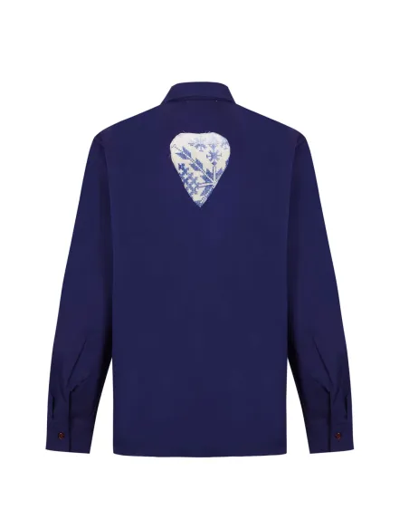 camisa worker unisex azul mahon de algodón de la colección BERGARA de Amarenak.  Hecho en Euskadi. España.