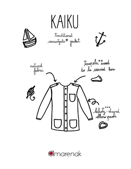 Chaqueta vasca de invierno kaiku de lana marrón | Amarenak