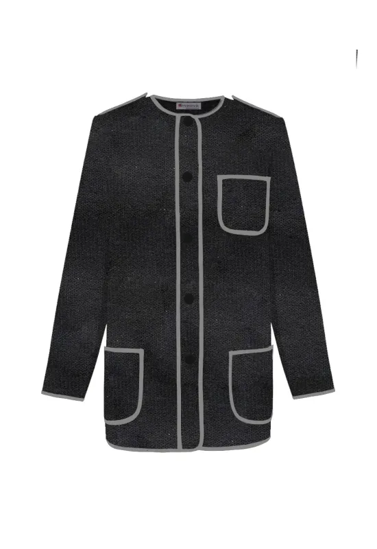 Chaqueta vasca de invierno kaiku de tweed negro | Amarenak