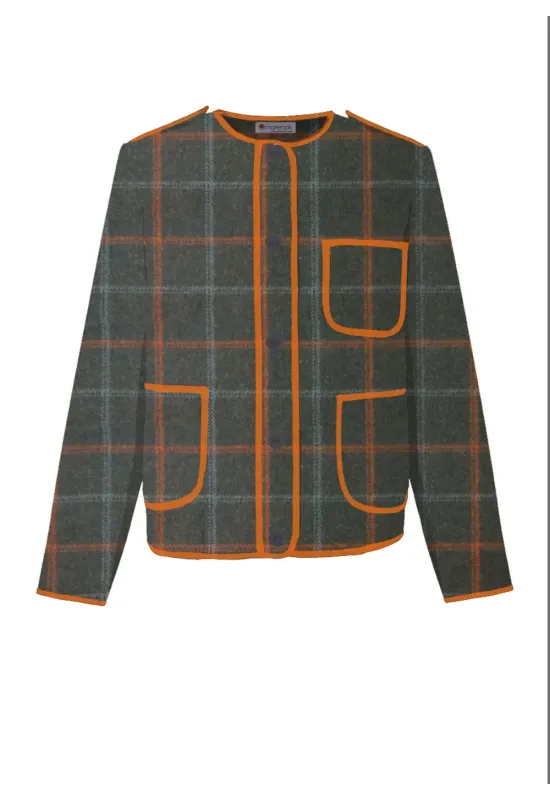 Chaqueta vasca de invierno kaiku de cuadros verde | Amarenak