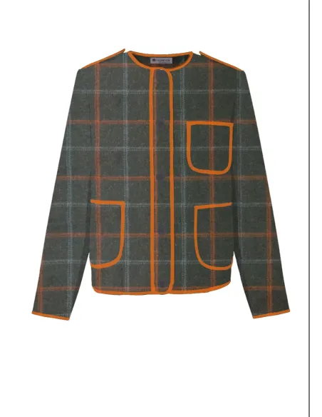 Chaqueta vasca de invierno kaiku de cuadros verde | Amarenak