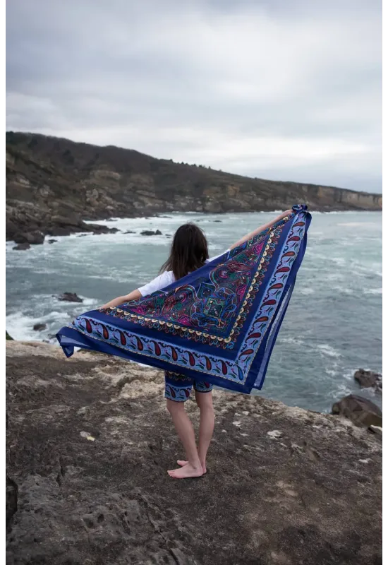 Pañuelo grande 100% algodón estampado paisley | Amarenak 2