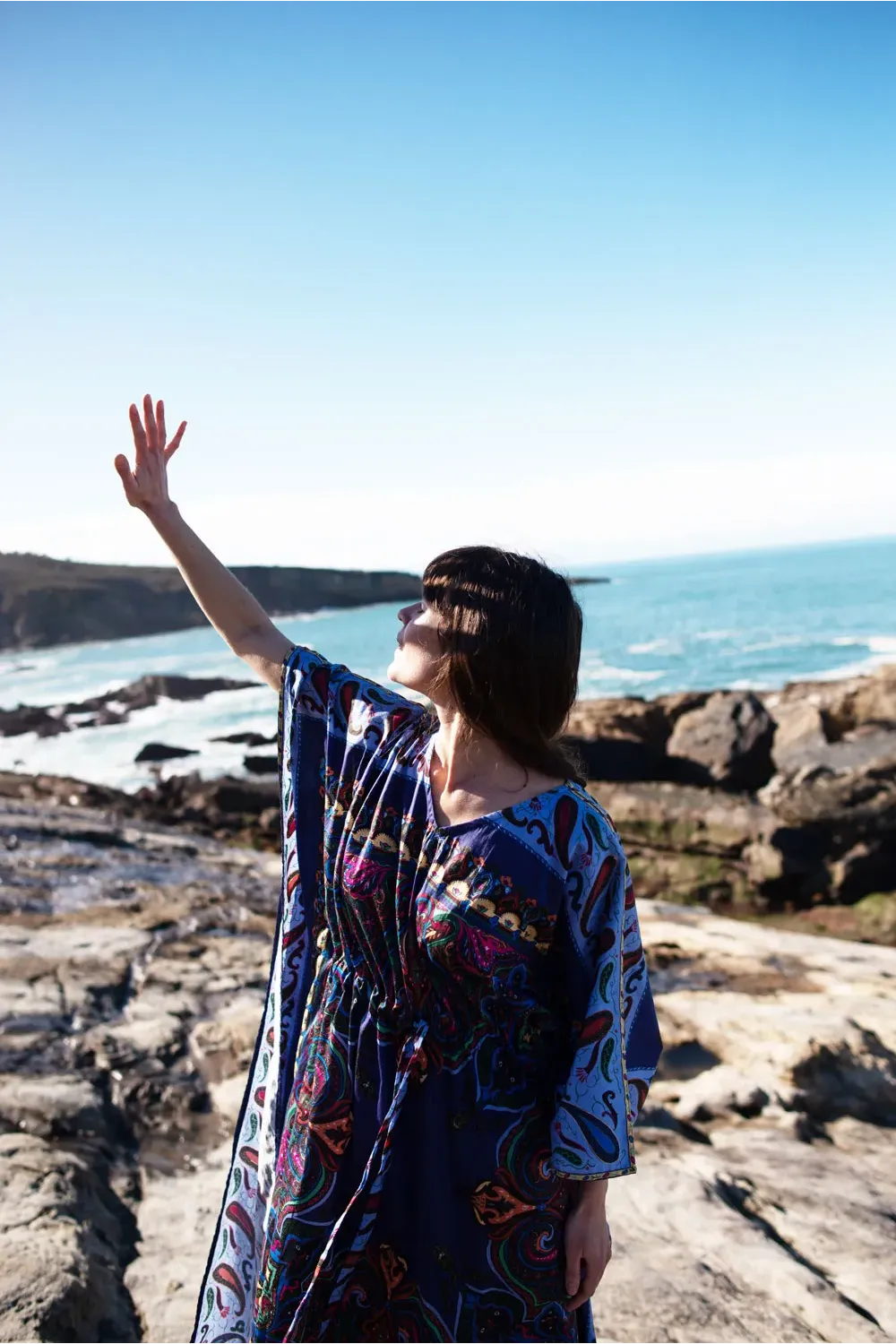 Vestido kaftan 100% algodón estampado paisley | Amarenak