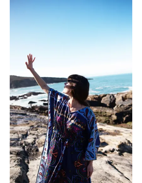 Vestido kaftan 100% algodón estampado paisley | Amarenak