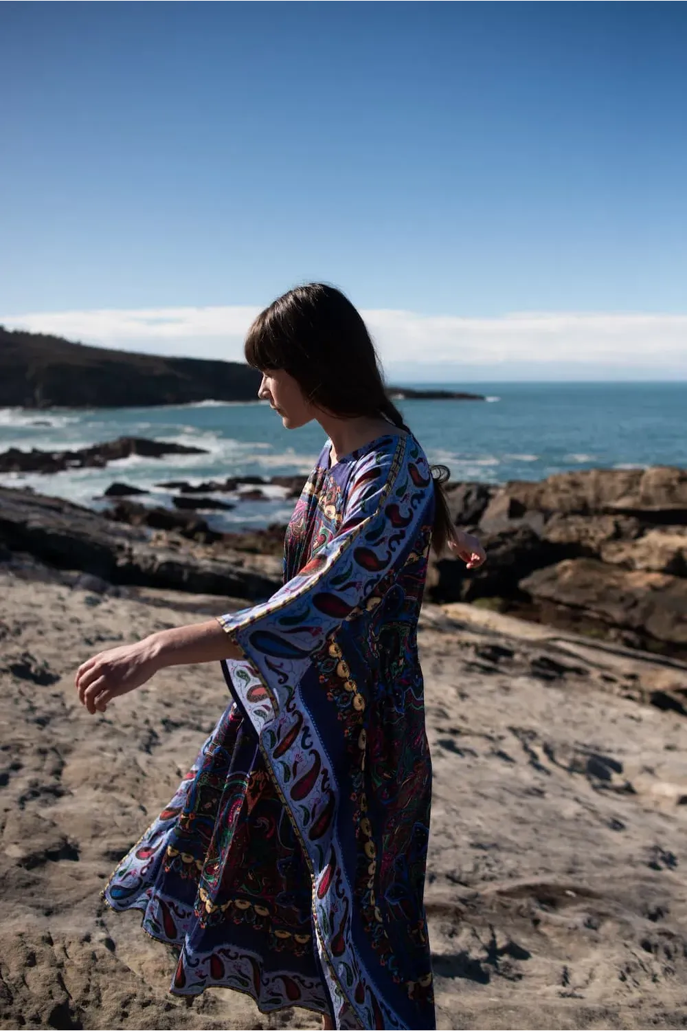 Vestido kaftan 100% algodón estampado paisley | Amarenak