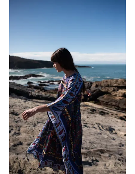 Vestido kaftan 100% algodón estampado paisley | Amarenak