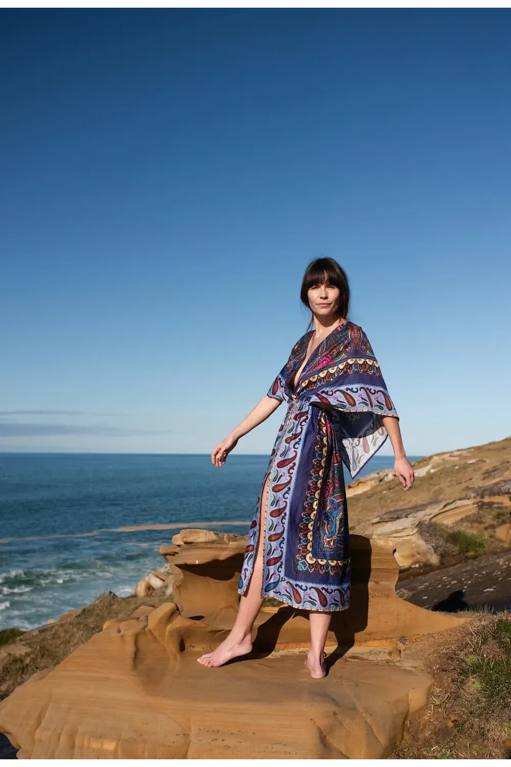 Vestido con capa estampado paisley 100% algodón | Amarenak