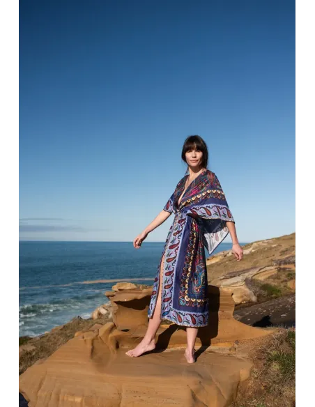 Vestido con capa estampado paisley 100% algodón | Amarenak