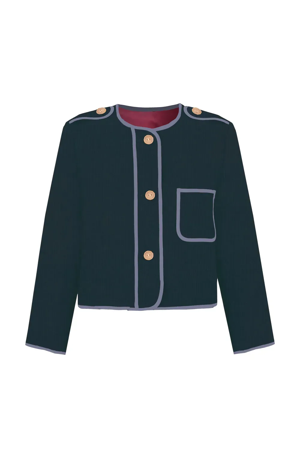 Chaqueta Kaiku MARINELA azul marino, diseño vasco exclusivo hecho en algodón orgánico en Euskadi.