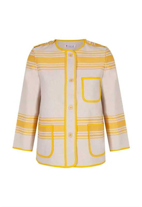 chaqueta-KAIKOUTIL-lino-jaune-tissage moutet-linge-basque-mujer-estilo-vasco-moda-vasca-moda-sostenible-cultura