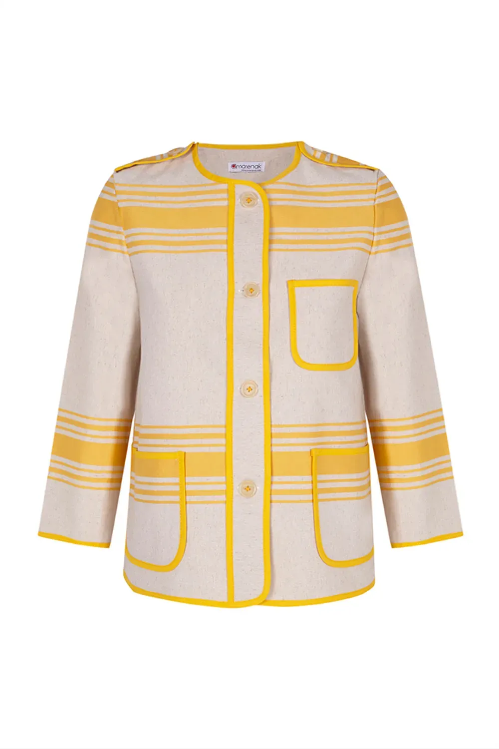 chaqueta-KAIKOUTIL-lino-jaune-tissage moutet-linge-basque-mujer-estilo-vasco-moda-vasca-moda-sostenible-cultura