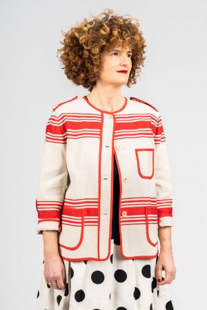 veste kaiku d'été rouge en lin pour femme Amarenak