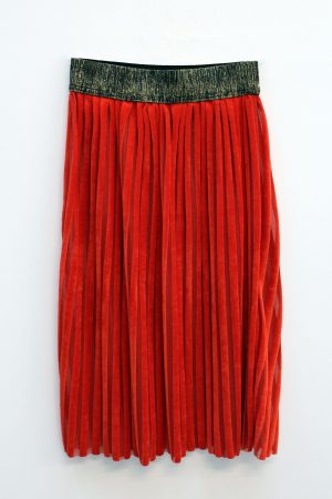 Amarenak red organic recycled velvet skirt