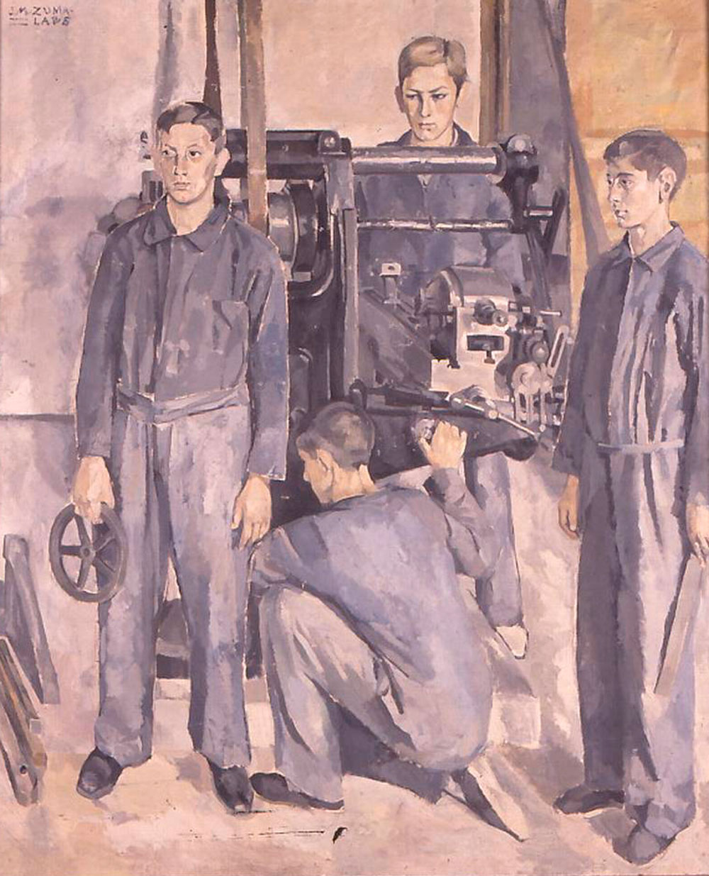 Jose-Miguel-Zumalabe-Mendiburu-El-taller-1931-Museo-San-Telmo-San-Sebastian-ropa-trabajo-Bergara-Amarenak